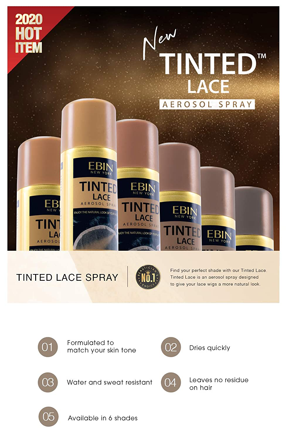 Ebin New York Tinted Lace Spray 2.7oz