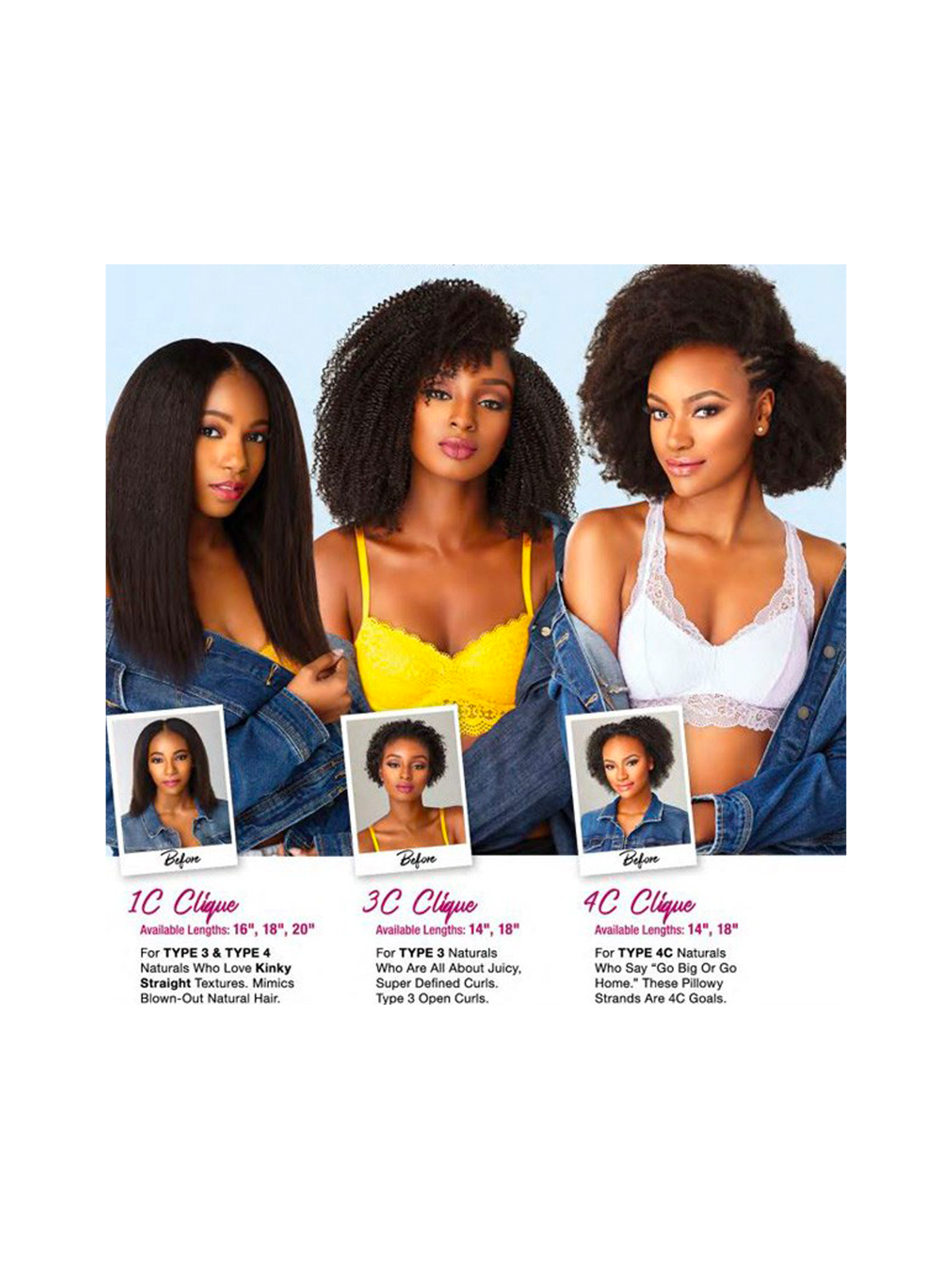 Sensationnel Human Hair Curls Kinks & Co Textured Clip-Ins 9pcs - 4C Clique