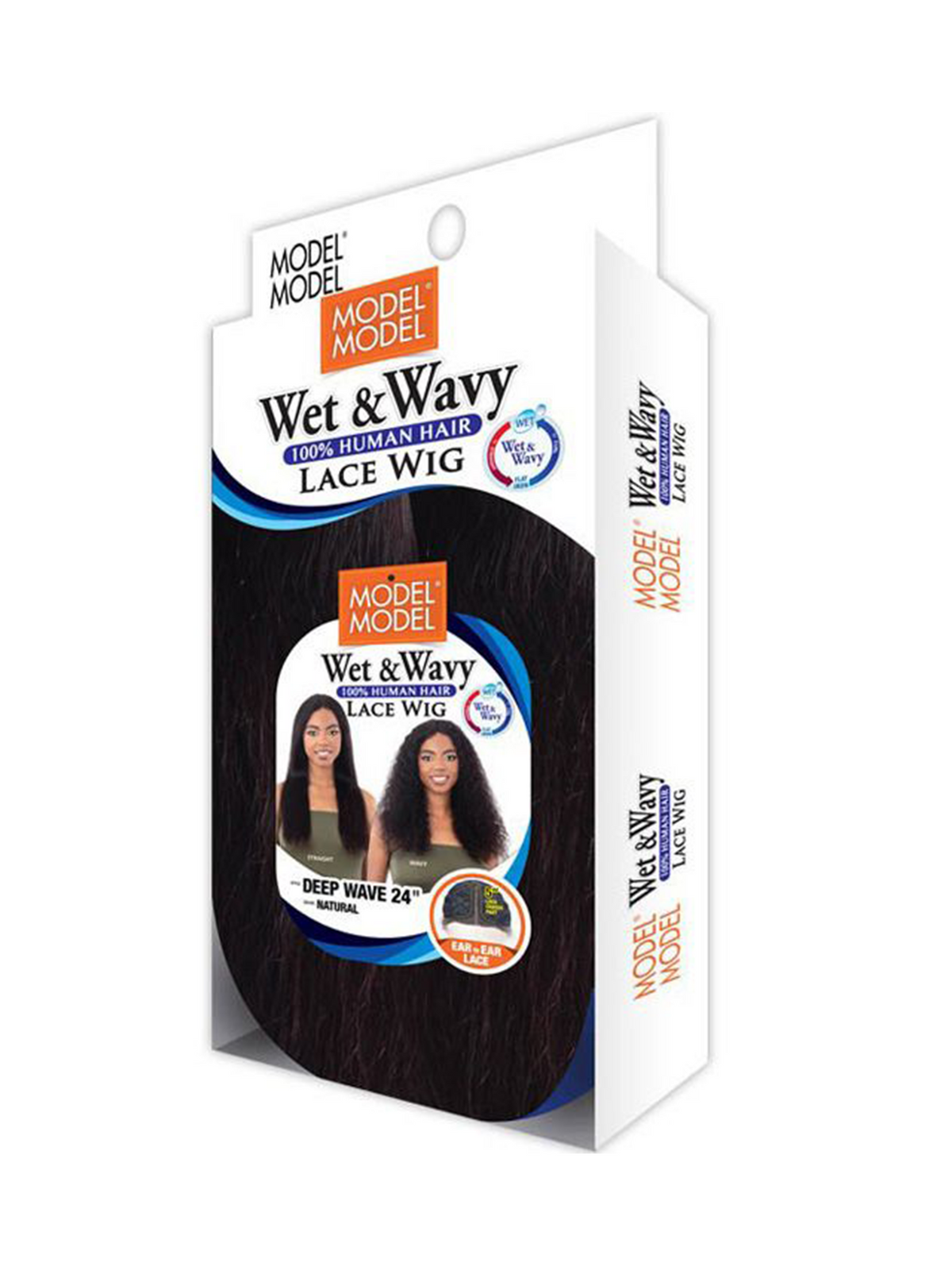 Model Model 100% Human Hair Wet & Wavy Lace Front Wig Deep Wave 24"