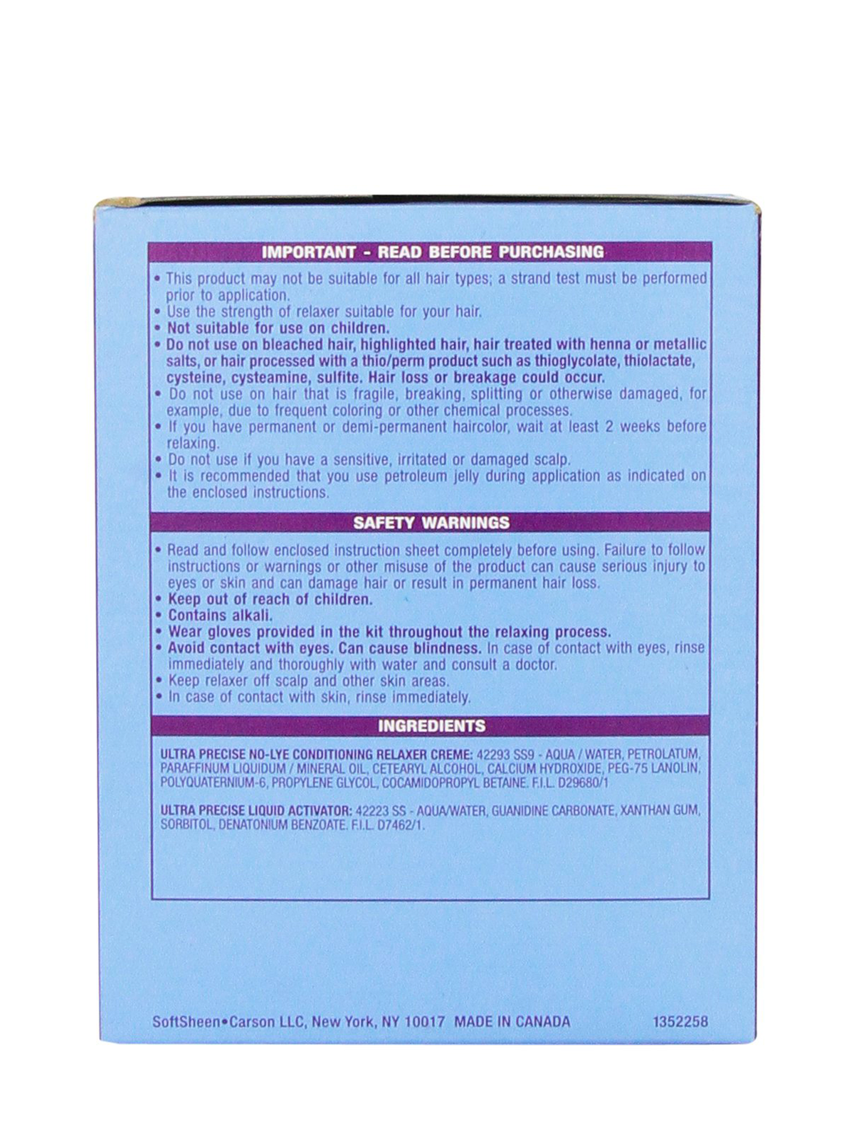 Precise No Lye Conditioning Relaxer Kit Supreme (Super) 