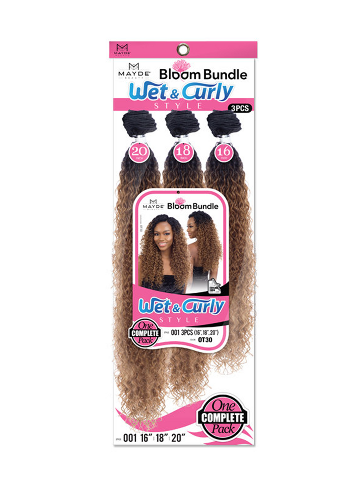 Mayde Beauty Synthetic Bloom Bundle Weave - Wet & Curly 001 3PCS 16"18"20"