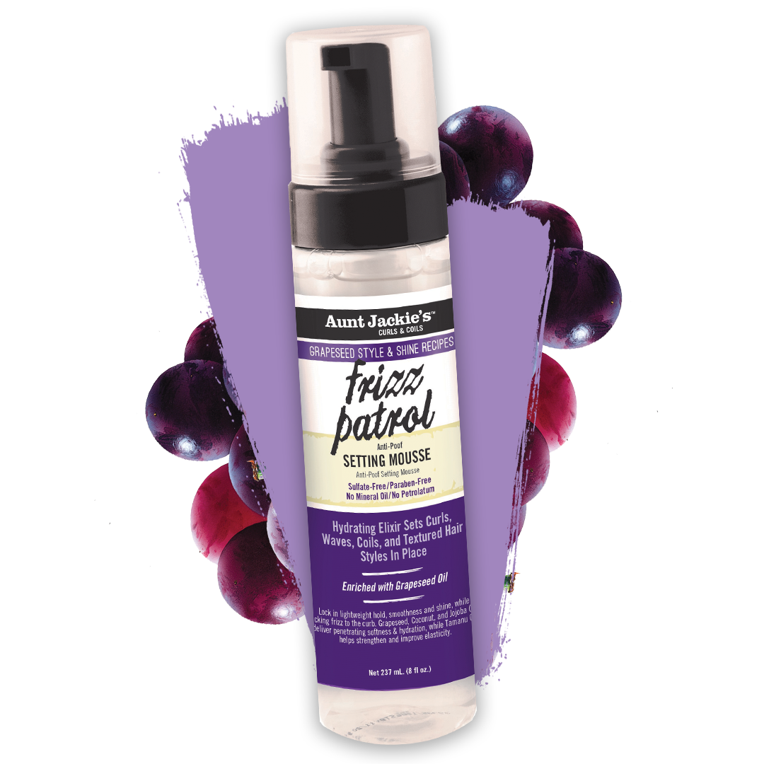 Aunt Jackie's Grapeseed Style Frizz Patrol Anti-Poof Twist & Curl Setting Mousse 8.5oz
