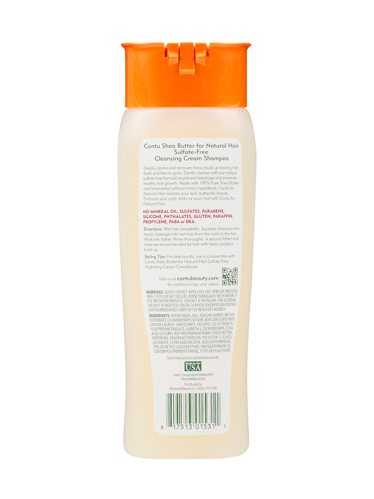 Cantu Shea Butter Natural Sulfate-Free Cleansing Cream Shampoo 13.5oz