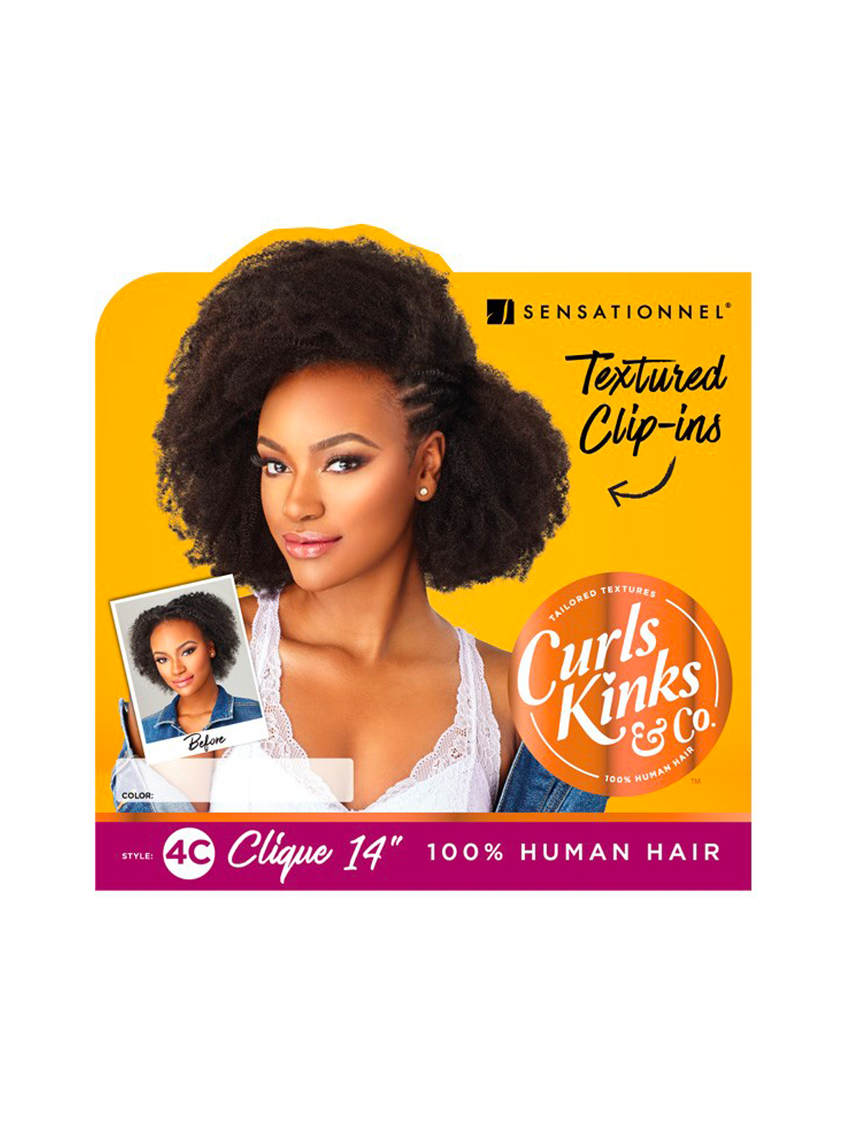 Sensationnel Human Hair Curls Kinks & Co Textured Clip-Ins 9pcs - 4C Clique