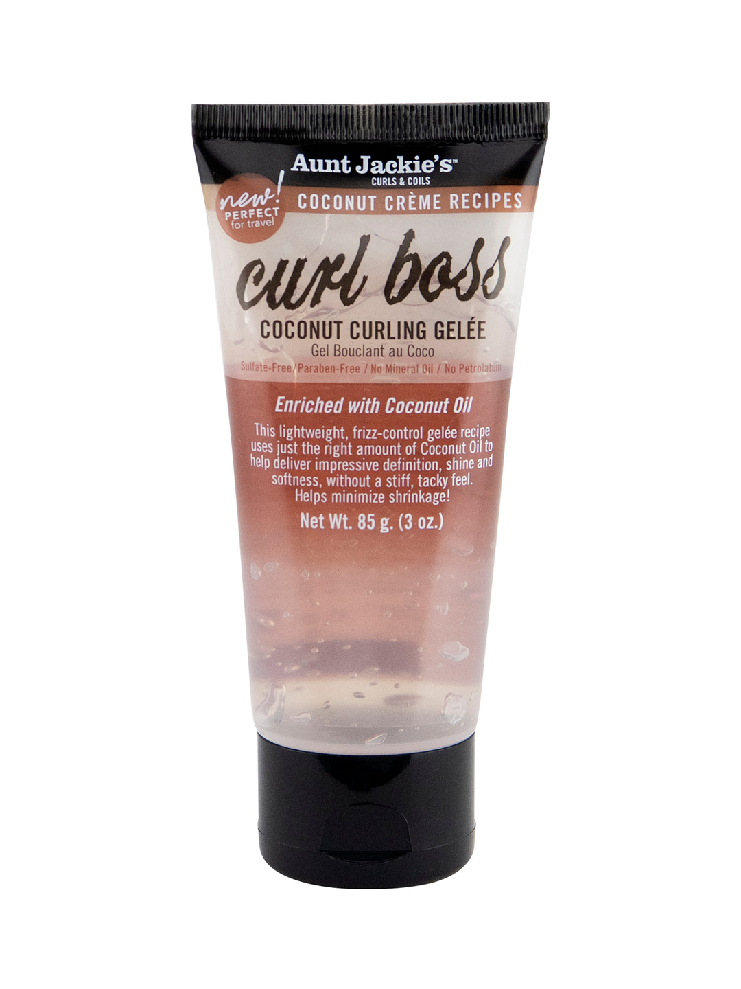 Aunt Jackie's Coconut Crème Recipes Curl Boss Coconut Curling Hair Gel for Natural Curls, Coils and Waves, 3oz (Travel Size)