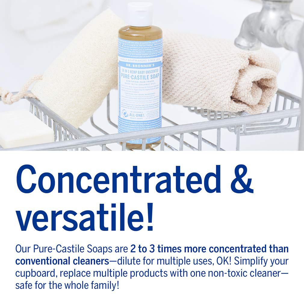 Dr Bronner's Pure Castile Liquid Soap Baby Unscented 8oz