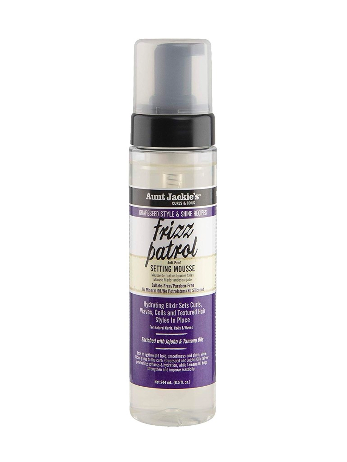 Aunt Jackie's Grapeseed Style Frizz Patrol Anti-Poof Twist & Curl Setting Mousse 8.5oz