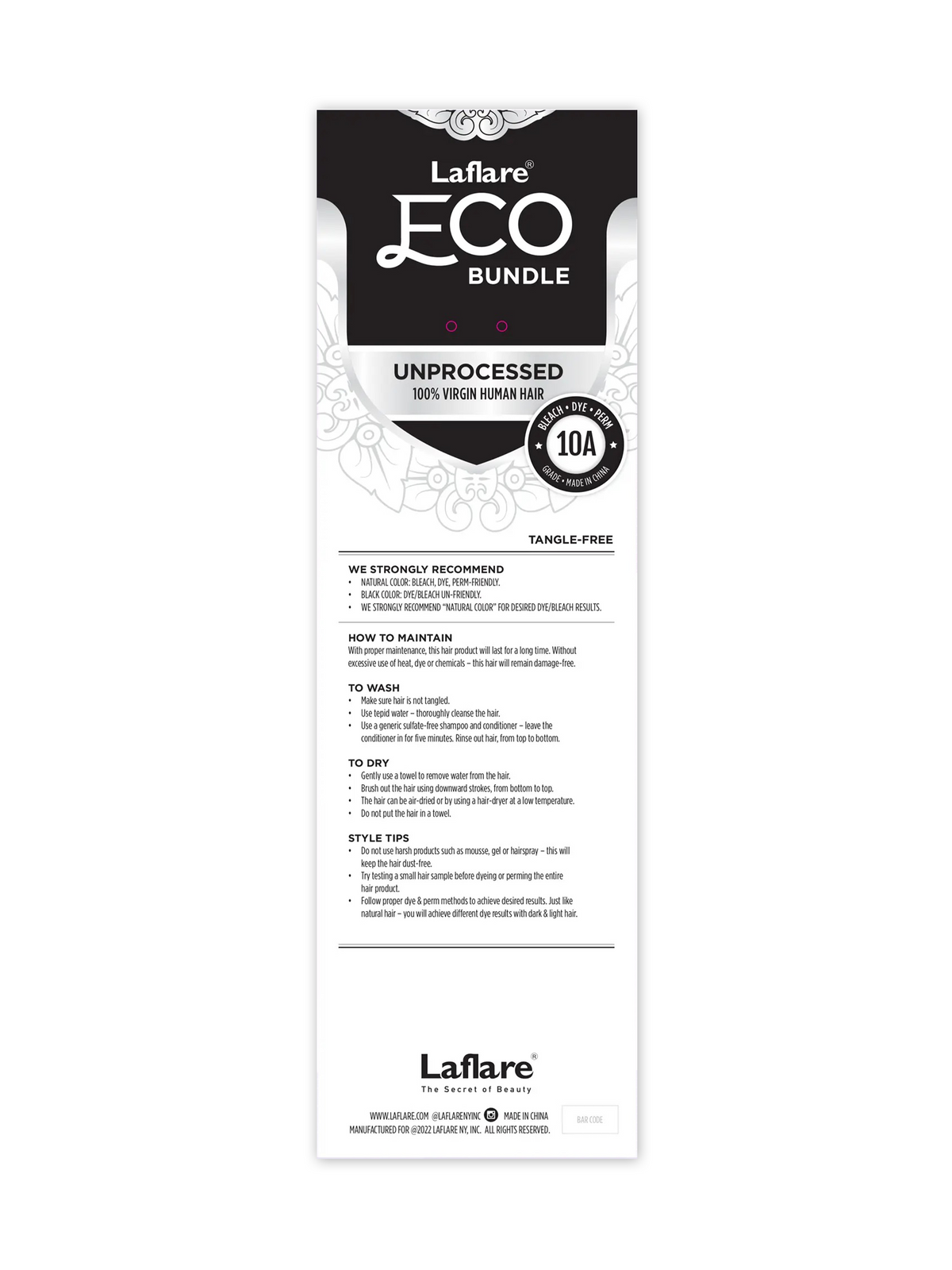Laflare Unprocessed 100% Human Hair Eco Bundle Straight 10" - 30"