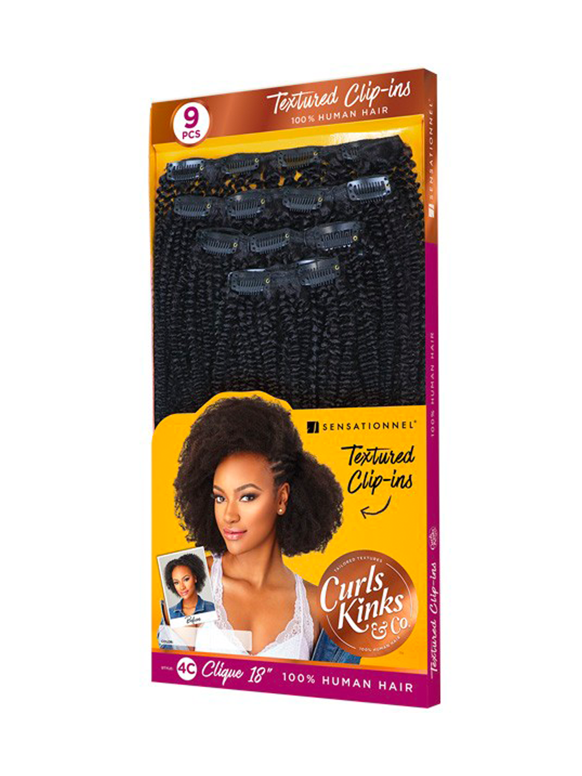 Sensationnel Human Hair Curls Kinks & Co Textured Clip-Ins 9pcs - 4C Clique