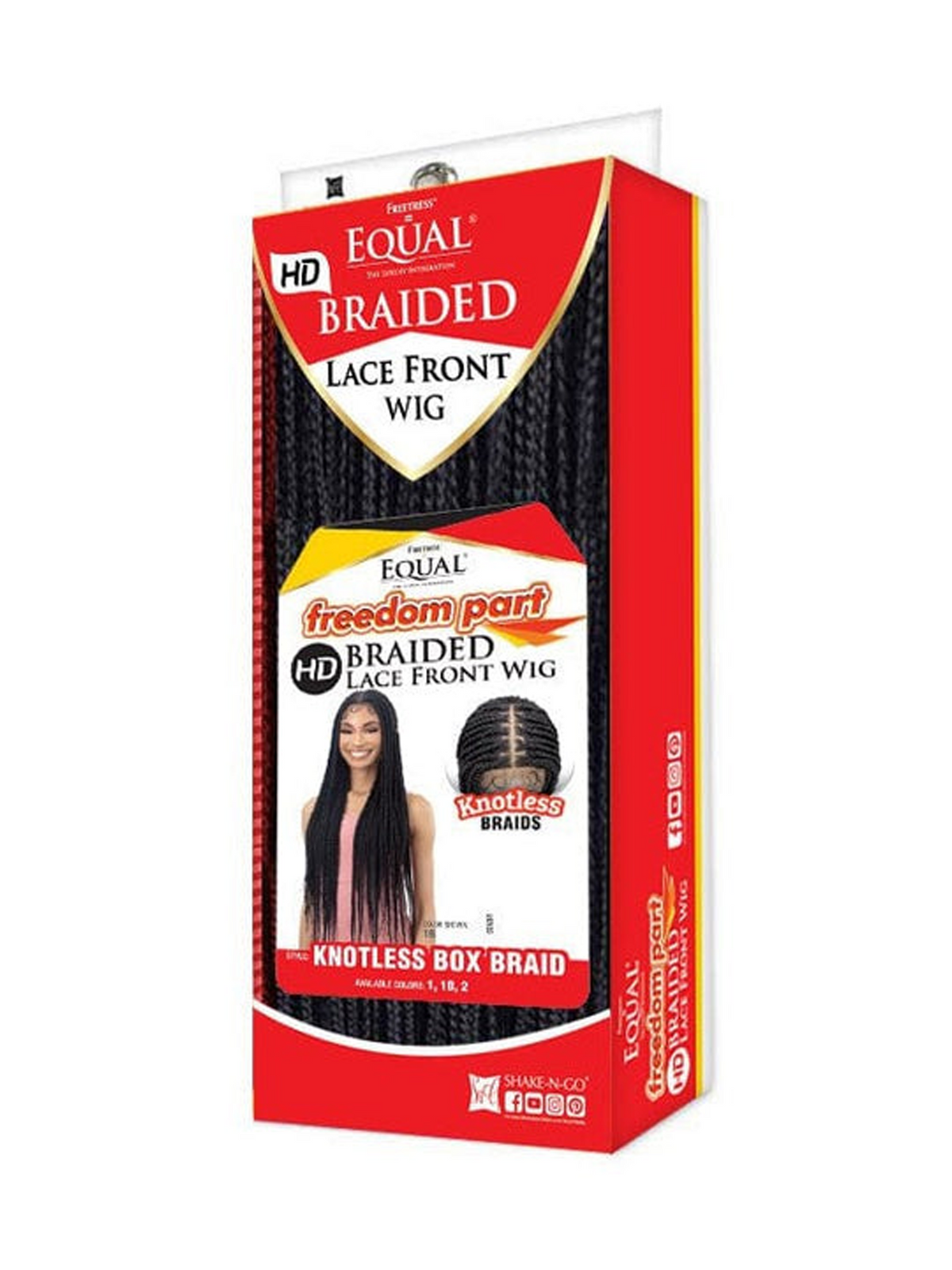 Shake-N-Go Freetress Equal Freedom Part Synthetic Braided HD Lace Front Wig - KNOTLESS BOX BRAID