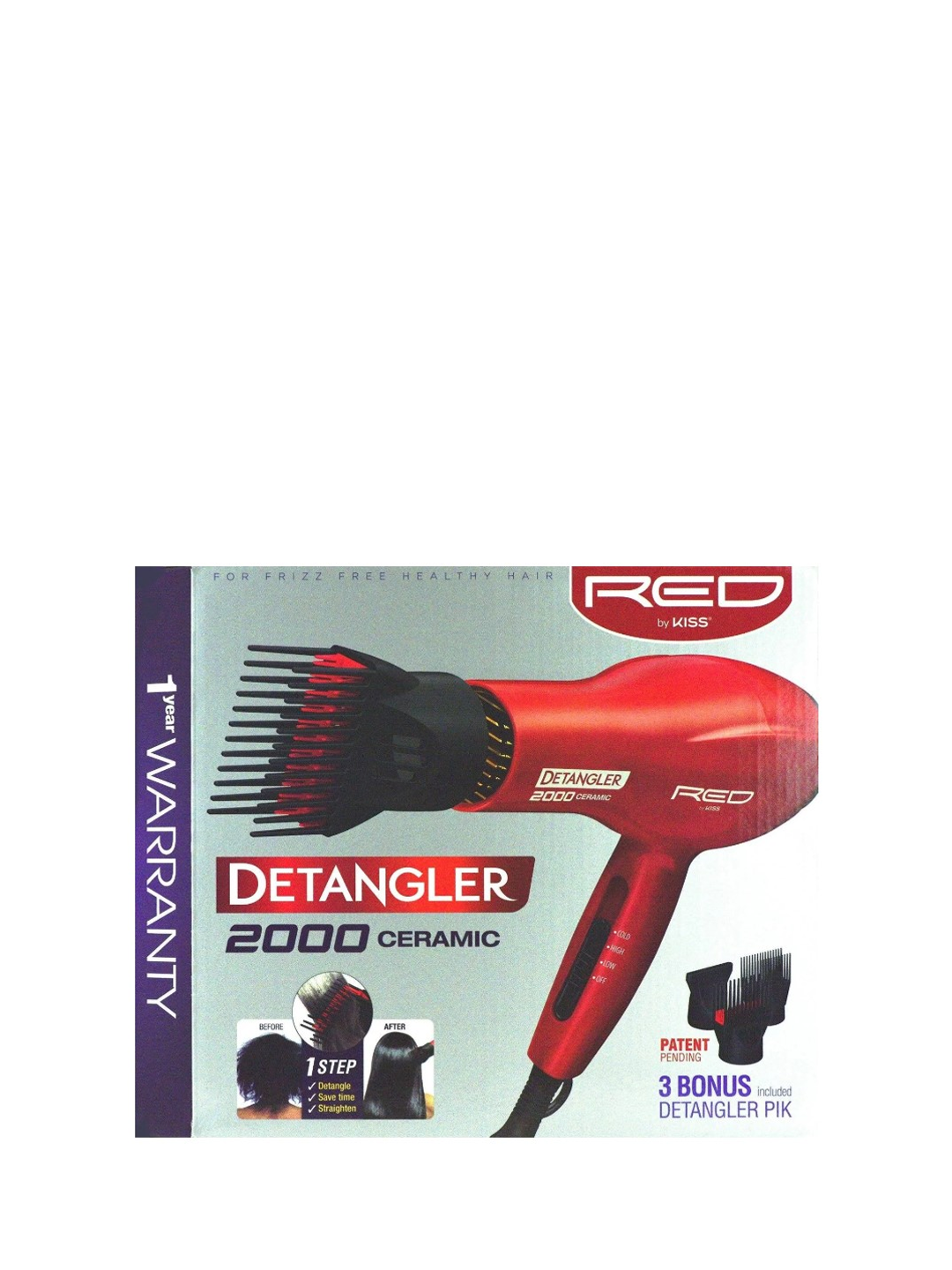 Red by Kiss Detangler 2000 Ceramic Ionic Blow Dryer BD10N Bellician